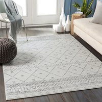 SURYA Berberteppich Kurzflor Wohnzimmer Ethno Boho Stil Weiß und Grau 160 x 215 cm von SURYA