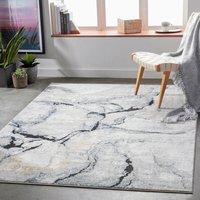 Surya - Teppich Kurzflor Wohnzimmer Modernes Marmor Design Elfenbein und Grau 160 x 220 cm von SURYA