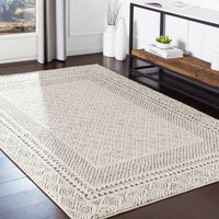 Teppich Kurzflor Wohnzimmer Skandi Boho Design Grau und Beige 160 x 220 cm - Surya von SURYA