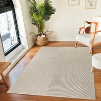 SURYA Teppich Outdoor Indoor Wetterfest Wohnzimmer Küchenteppich Skandi Modern Muster Uni Relief 3D Beige 200 x 275 cm von SURYA