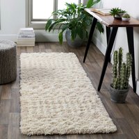 Flur Teppich Läufer Hochflor Soft Weich Shaggy Berber Boho Elfenbein und Beige 80 x 220 cm - Surya von SURYA