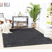 Teppich Hochflor Wohnzimmer Soft Weich Shaggy Einfarbig Dunkelgrau 160 x 220 cm - Surya von SURYA