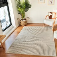 Surya - Teppich Outdoor Indoor Wetterfest Wohnzimmer Küchenteppich Skandi Modern Muster Uni Relief 3D Beige 200 x 275 cm von SURYA