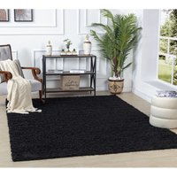 Teppich Hochflor Wohnzimmer Soft Weich Shaggy Einfarbig Schwarz 200 x 290 cm - Surya von SURYA