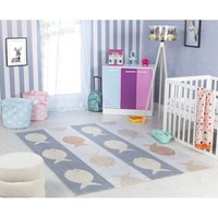 Teppich für Kinder Waschbar Kinderzimmer Spielteppich Fische Design Pastell Creme Blau Weiß 160 x 213 cm - Surya von SURYA
