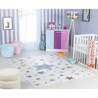 Teppich für Kinder Waschbar Kinderzimmer Spielteppich Sterne Design Pastell Creme Mehrfarbig Weiß 160 x 213 cm - Surya von SURYA