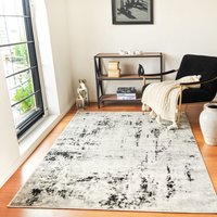 Teppich Kurzflor Wohnzimmer Modernes Abstraktes Design Weiß und Grau 200 x 275 cm - Surya von SURYA