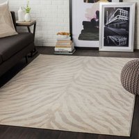 Teppich Kurzflor Wohnzimmer Boho Zebra Design Grau und Beige 200 x 275 cm - Surya von SURYA