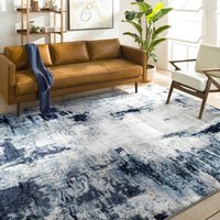 Teppich Kurzflor Wohnzimmer Modernes Abstraktes Design Blau und Weiß 160 x 220 cm - Surya von SURYA