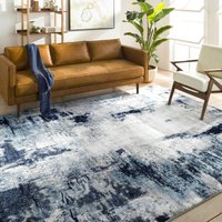 Teppich Kurzflor Wohnzimmer Modernes Abstraktes Design Blau und Weiß 200 x 275 cm - Surya von SURYA