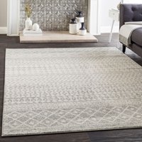 Teppich Kurzflor Wohnzimmer Skandi Boho Design Grau und Weiß 200 x 275 cm - Surya von SURYA