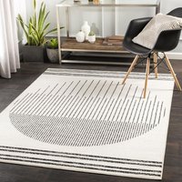 Teppich Kurzflor Wohnzimmer Modernes Skandi Design Weiß und Schwarz 130 x 170 cm - Surya von SURYA