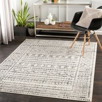 Teppich Kurzflor Wohnzimmer Skandi Boho Design Weiß und Schwarz 152 x 213 cm - Surya von SURYA