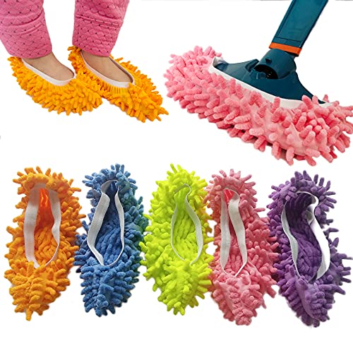 10 Stück 5 Paar Staubwedel Hausschuhe Hausschuhe Abdeckung Multi Funktion waschbar Microfaser Fußsocken Bodenreinigung Schuhe Abdeckung für Haus Küche Büro von SUSIFT
