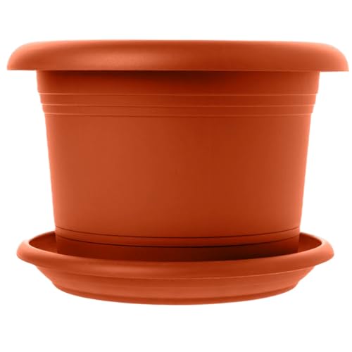 SUSTANIA 1er Set Blumentopf Groß mit Untersetzer, 50 cm Durchmesser, Terracotta, Pflanzkübel Groß Außen, Blumenkübel außenbereich, Pflanztopf groß außen, Wetterfest, Made in Germany von SUSTANIA