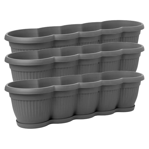 SUSTANIA 3er Set Blumenkasten 60cm Anthrazit: Geschwungenes Wellendesign für kreative Balkongärten - Balkonkasten Made in EU SUSTANIA 3er Set Blumenkasten 60cm Anthrazit: Geschwungenes Wellendesign für kreative Balkongärten - Balkonkasten Made in EU von SUSTANIA