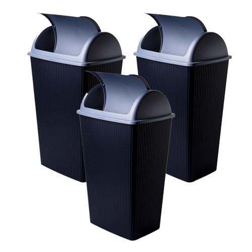 SUSTANIA 3er Set Schwenkdeckel Mülleimer Schwarz 50L - Robuste Kunststoff Abfalleimer mit Schwingdeckel für Küche Büro und Gewerbe SUSTANIA 3er Set Schwenkdeckel Mülleimer Schwarz 50L - Robuste Kunststoff Abfalleimer mit Schwingdeckel für Küche Büro und Gewerbe von SUSTANIA