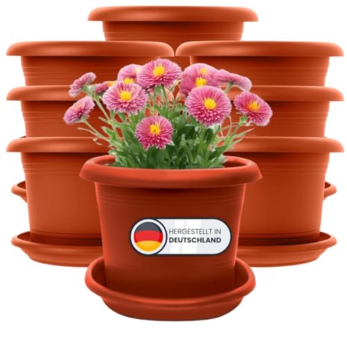 SUSTANIA 8er Set Pflanzkübel Groß Außen, 30cm Durchmesser, Terracotta Blumentopf groß außen mit Untersetzer, Blumenkübel groß aussen, Wetterfest, Made in Germany SUSTANIA 8er Set Pflanzkübel Groß Außen, 30cm Durchmesser, Terracotta Blumentopf groß außen mit Untersetzer, Blumenkübel groß aussen, Wetterfest, Made in Germany von SUSTANIA