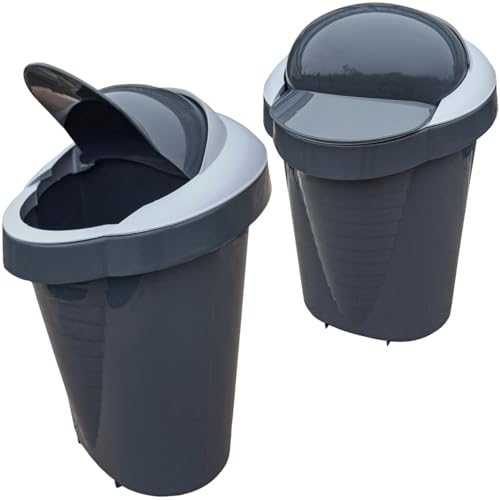SUSTANIA Abfalleimer 2er Set 15L Mülleimer mit Schiebedeckel Kunststoff Grau Silber 50cm Höhe Made in EU Schwingdeckel Papierkorb SUSTANIA Abfalleimer 2er Set 15L Mülleimer mit Schiebedeckel Kunststoff Grau Silber 50cm Höhe Made in EU Schwingdeckel Papierkorb von SUSTANIA