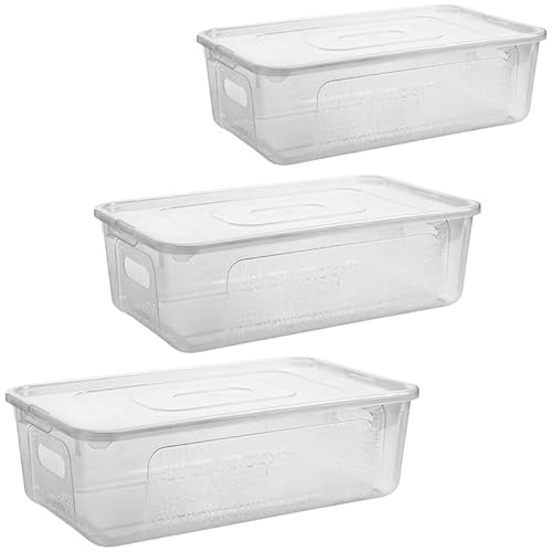 SUSTANIA Aufbewahrungsbox mit Deckel, 5 Liter Boxen Aufbewahrung, 3er Set Aufbewahrungsboxen, Plastikbox mit Deckel, Kisten Aufbewahrung mit Deckel und Strukturdesign, Model: Jonas, Made in Europe von SUSTANIA