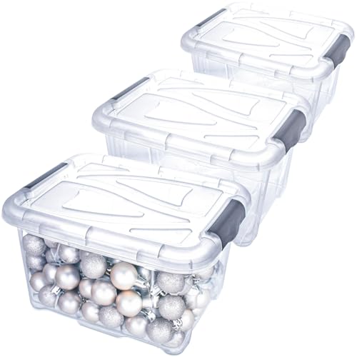 SUSTANIA Aufbewahrungsboxen Set 3-teilig mit Deckel, 17L Transparente Kunststoffboxen 40x32x23cm - Stapelbar mit Verschlusshaken für optimale Organisation SUSTANIA Aufbewahrungsboxen Set 3-teilig mit Deckel, 17L Transparente Kunststoffboxen 40x32x23cm - Stapelbar mit Verschlusshaken für optimale Organisation von SUSTANIA