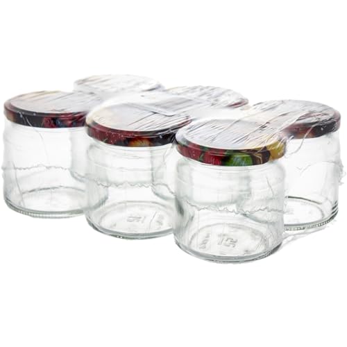 SUSTANIA Einmachgläser 6er Set 235ml, 8,2cm Durchmesser, Glas mit Schraubdeckel Frucht-Dekor, luftdicht, Vorratsgläser für Marmelade, Honig, Gewürze, Made in EU, wiederverwendbar SUSTANIA Einmachgläser 6er Set 235ml, 8,2cm Durchmesser, Glas mit Schraubdeckel Frucht-Dekor, luftdicht, Vorratsgläser für Marmelade, Honig, Gewürze, Made in EU, wiederverwendbar von SUSTANIA