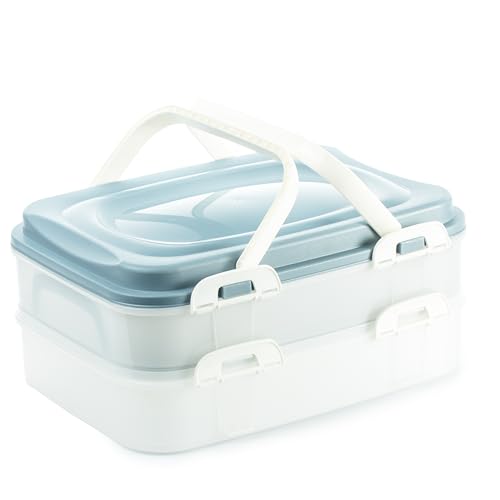 SUSTANIA Kuchen Transportbox & Cupcake/Muffin Transportbox - 1er Partycontainer, Kuchenbehälter mit praktischem Hebeeinsatz, Clickverschlüssen & Tragegriffen, 2 Etagen, 40x30x18cm, Made in EU, Blau SUSTANIA Kuchen Transportbox & Cupcake/Muffin Transportbox - 1er Partycontainer, Kuchenbehälter mit praktischem Hebeeinsatz, Clickverschlüssen & Tragegriffen, 2 Etagen, 40x30x18cm, Made in EU, Blau von SUSTANIA