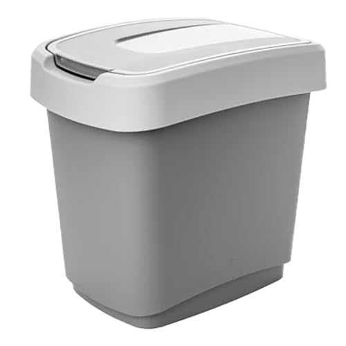 SUSTANIA Mülleimer 15L mit Schwingdeckel - Grau/Weiß Abfalleimer Kunststoff für Küche Büro Bad - Praktischer Papierkorb mit automatischem Deckel - 1 Stück SUSTANIA Mülleimer 15L mit Schwingdeckel - Grau/Weiß Abfalleimer Kunststoff für Küche Büro Bad - Praktischer Papierkorb mit automatischem Deckel - 1 Stück von SUSTANIA
