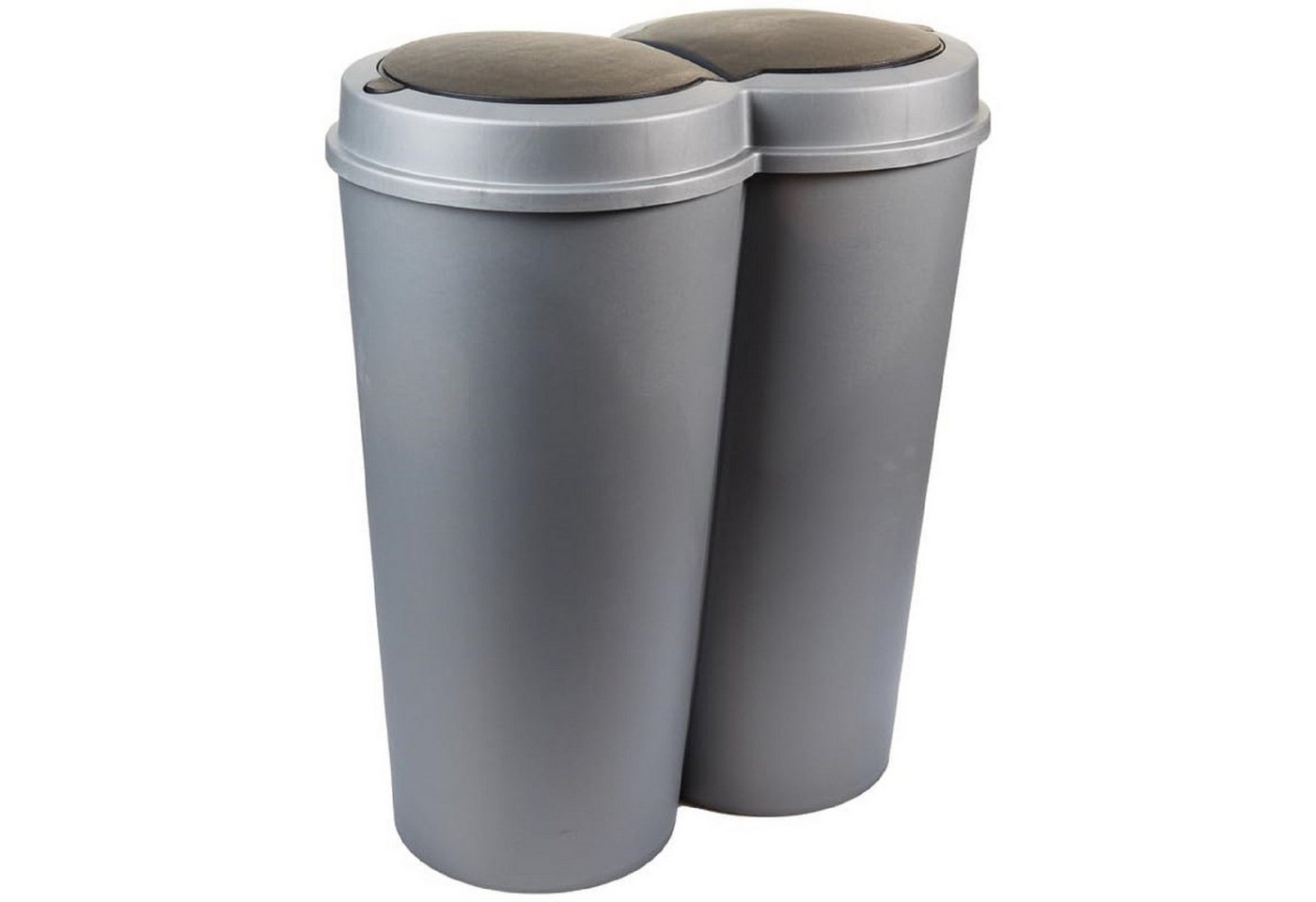 SUSTANIA Mülleimer DUO BIN Abfalleimer 50 L grau mit schwarzem Schiebedeckel, Mülleimer groß aus Kunststoff für die Küche & Büro von SUSTANIA