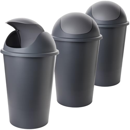 SUSTANIA Mülleimer Set 3er mit Schwingdeckel 50L - Runde Abfalleimer mit Kuppeldeckel für Küche und Haushalt, Made in EU von SUSTANIA