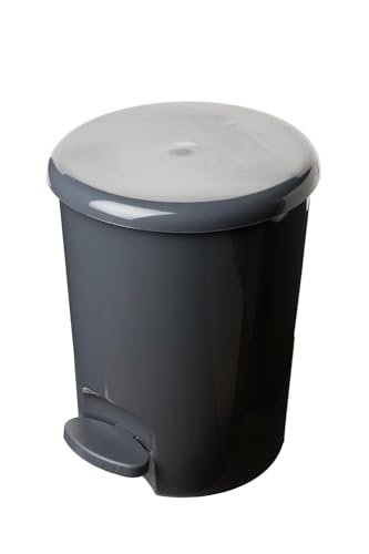 SUSTANIA Mülleimer mit Pedal 5 Liter Anthrazit - Runder Kunststoff Abfalleimer mit Deckel für Bad, Büro und Haushalt - Hygienische Fußbedienung - 1 Stück von SUSTANIA