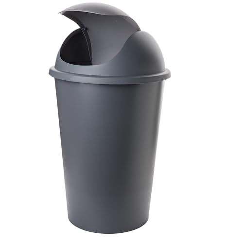 SUSTANIA Mülleimer mit Schwingdeckel 50L - Abfalleimer Küche aus Kunststoff, Made in EU, Matte Dunkelgrau für Innenräume von SUSTANIA