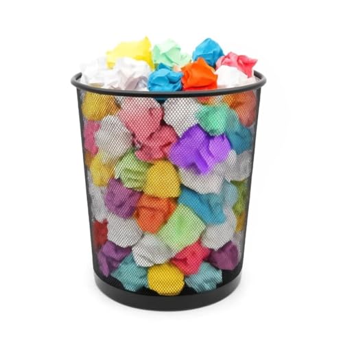 SUSTANIA Papierkorb 1er Set - Metall Draht Mülleimer schwarz 20L, Durchmesser 29cm, Höhe 34,5cm für Büro und Home Office, runde Bauform mit stabilem Boden von SUSTANIA