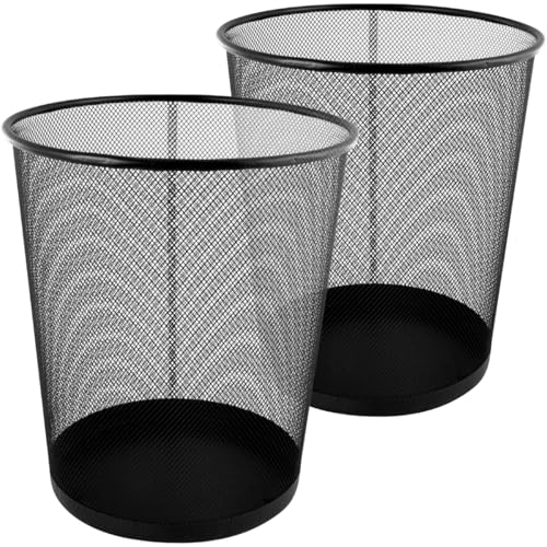 SUSTANIA Papierkorb 2er Set Schwarz Metall Draht Mülleimer 20L Büro Abfalleimer - Durchmesser 29cm Höhe 34,5cm Papiermülleimer für Büro und Zuhause von SUSTANIA