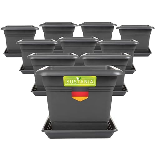 SUSTANIA Pflanzkübel Groß Außen 10er Set - 40x40 Robuster Blumentopf, Großer Blumenkasten, Übertopf Anthrazit, Hoher Pflanzentopf für Garten & Terrasse SUSTANIA Pflanzkübel Groß Außen 10er Set - 40x40 Robuster Blumentopf, Großer Blumenkasten, Übertopf Anthrazit, Hoher Pflanzentopf für Garten & Terrasse von SUSTANIA