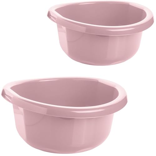 SUSTANIA Spülschüssel Schüssel 2er Set - 8l Runde Waschschüsseln Rosa aus Stabilem, Lebensmittelechtem Kunststoff, Vielseitige Ruhrschüsseln, Spülwanne, Hochwertig Hergestellt in EU von SUSTANIA