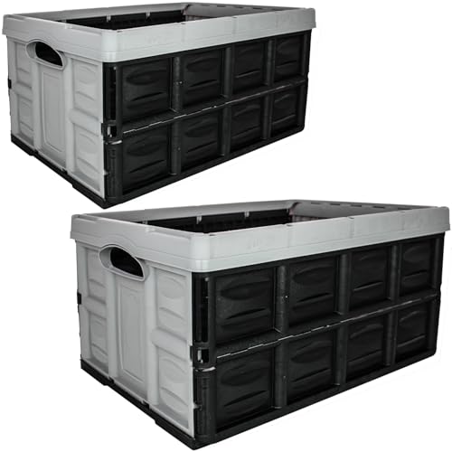 SUSTANIA Stabile Profi-Klappbox 2er Set - Faltbare Transportbox 54x37x28cm 45L Sand/Schwarz - Zusammenklappbare Aufbewahrungsbox für Lager und Transport SUSTANIA Stabile Profi-Klappbox 2er Set - Faltbare Transportbox 54x37x28cm 45L Sand/Schwarz - Zusammenklappbare Aufbewahrungsbox für Lager und Transport von SUSTANIA