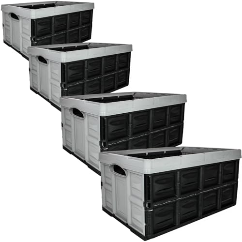 SUSTANIA Stabile Profi-Klappbox 4er Set - 54x37x28cm, 45L Faltbare Stapelbare Aufbewahrungsboxen Sand/Schwarz - Robuste Transportkisten mit Griffen SUSTANIA Stabile Profi-Klappbox 4er Set - 54x37x28cm, 45L Faltbare Stapelbare Aufbewahrungsboxen Sand/Schwarz - Robuste Transportkisten mit Griffen von SUSTANIA