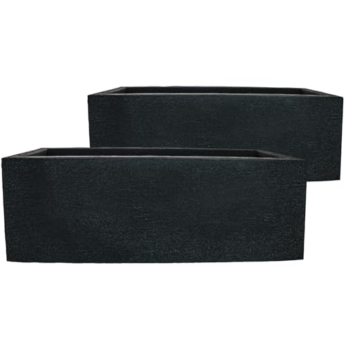 SUSTANIA 2er Set Blumentopf Groß Outdoor 80x30x27 cm, Große Pflanzkübel für Terrasse und Garten, Farbe: Anthrazit, Blumenkasten Made in Europe von SUSTANIA