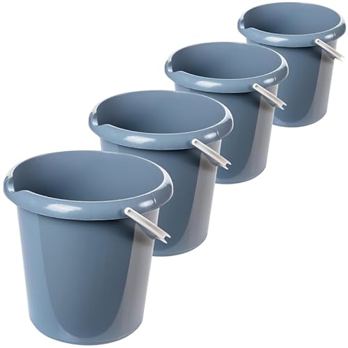 Sustania Putzeimer 5l, 4 Stück Eimer, Wischeimer mit Ausguss, Bucket, Haushaltseimer 5 Liter, Wassereimer, Putzkübel, Kotzeimer, Emmer, Stabiler Plastikeimer, Grau, Model Irina, Made in EU Sustania Putzeimer 5l, 4 Stück Eimer, Wischeimer mit Ausguss, Bucket, Haushaltseimer 5 Liter, Wassereimer, Putzkübel, Kotzeimer, Emmer, Stabiler Plastikeimer, Grau, Model Irina, Made in EU von SUSTANIA