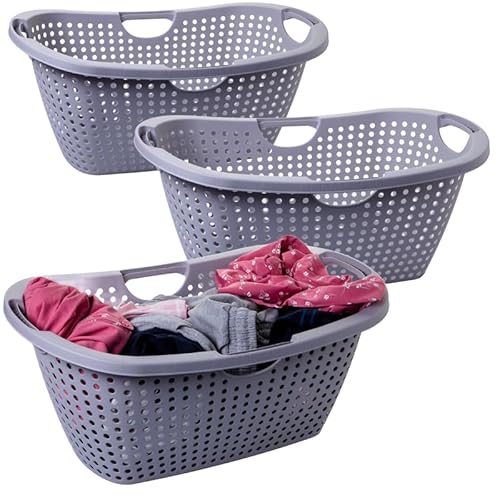 Sustania Wäschewanne 3er Set - Grau Kunststoff Wäschekörbe 60x40x26cm mit Griffen und Belüftungslöchern, Made in EU, Stapelbar für Haushalt und Wäscherei Sustania Wäschewanne 3er Set - Grau Kunststoff Wäschekörbe 60x40x26cm mit Griffen und Belüftungslöchern, Made in EU, Stapelbar für Haushalt und Wäscherei von SUSTANIA