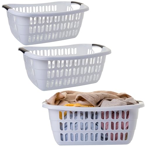 Sustania Wäschewanne 3er Set - Große Wäschekörbe aus Kunststoff weiß 55x37x20 cm 30L mit ergonomischen Griffen - Belüftete Wäschebehälter für Haushalt Sustania Wäschewanne 3er Set - Große Wäschekörbe aus Kunststoff weiß 55x37x20 cm 30L mit ergonomischen Griffen - Belüftete Wäschebehälter für Haushalt von SUSTANIA