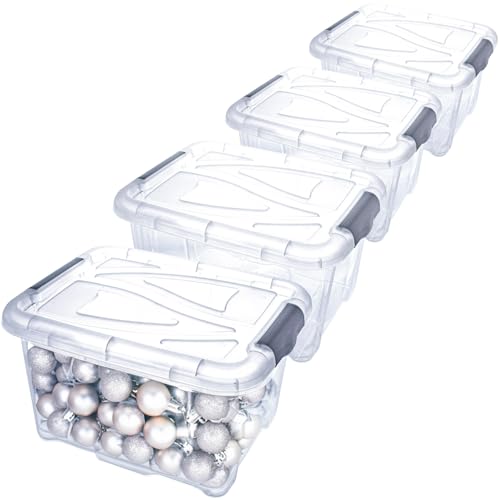 Transparente Aufbewahrungsboxen mit Deckel 4er Set - Stapelbare Kunststoffbehälter mit Schnappverschluss für Ordnung und Organisation im Haushalt Transparente Aufbewahrungsboxen mit Deckel 4er Set - Stapelbare Kunststoffbehälter mit Schnappverschluss für Ordnung und Organisation im Haushalt von SUSTANIA