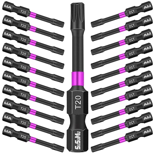 T20 Torx-Bits für Schlagschrauber, SuSuMu 20 Stück T20 5,1 cm Schlagfeste magnetische #20 Torx Kopf Power Bits, S2 Legierung Stahl T20 Schraubendreher-Bits Set von SUSUMU