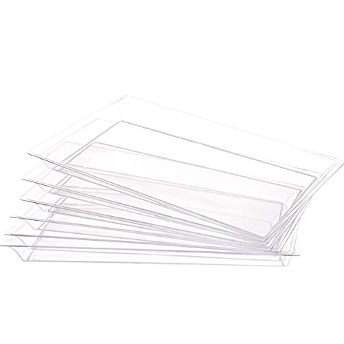 SUT 12 Stück transparente Kunststoff-Serviertabletts, 38,1 x 25,4 cm, rechteckige Servierplatten, Einweg-Lebensmitteltabletts für Hochzeiten und Partys von SUT