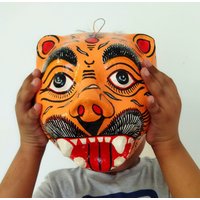 Tiger Maske/Orange Farbige Bengal Maske/Dschungel Dekor Maske/Wanddeko/Tierkopf Maske/Tiger Pappmaché/ Party Dekor/Tigerkopf von SUTALICRAFTS