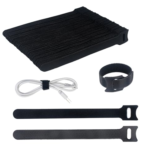 SUTOUG Kabelbinder Wiederverschließbar 60 Stück, Klettband Kabelbinder Klett, Kabelbinder-Management, Kabelaufgeräumung für Desktop-Ladekabel, Zuhause und Büro, 150 * 12mm von SUTOUG