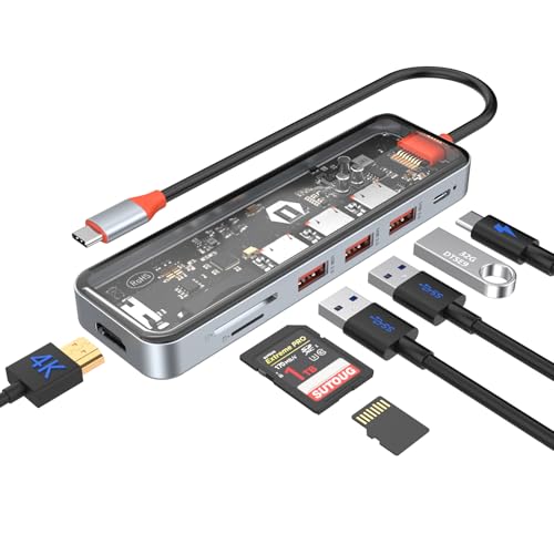 USB C Hub, 7 in 1 USB C to HDMI Adapter with HDMI 4K, PD 100W, 3 USB -a Ports, TF/SD Card Reader, USB C Docking Station for MacBook Air/Pro and Multiple Type C Devices von SUTOUG