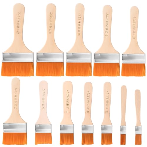 12 STK Breit Flachpinsel Set, Aquarell Pinselset Malerbedarf, Acryl Pinsel Malpinsel Künstlerpinsel Malerpinsel Lackierpinsel Lasurpinsel Set für Ölfarben Acrylmalerei Malen Pinselset(12 Größen) von SUUEIOKL