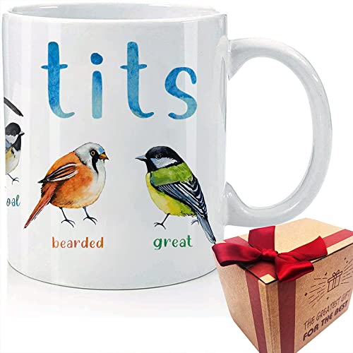 Nice Tits Bird Kaffeetasse, lustige Fuhlsprache Vogeltasse Geschenke für sie Vogelliebhaber Frauen, schöne Meisen Tasse, lustige Vogelbeobachtung Keramik Kaffeetasse, lustiges Geschenk für Frauen von SUUURA-OO